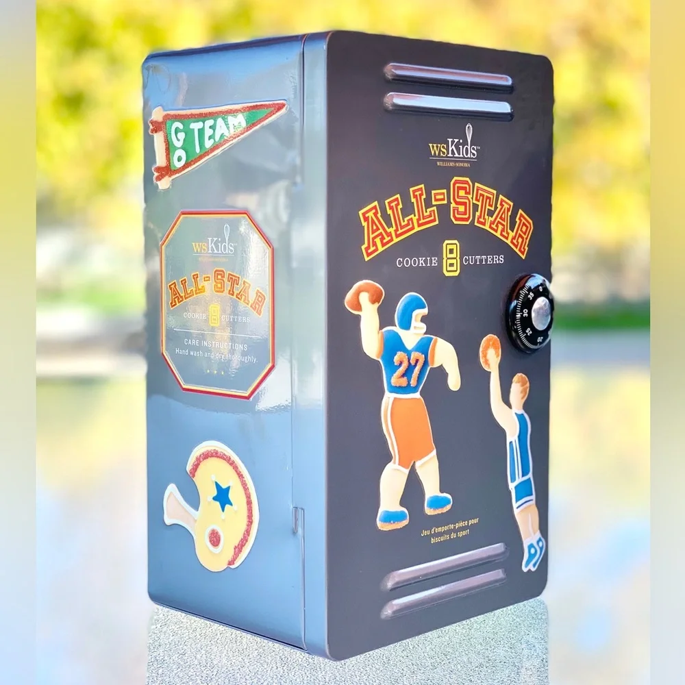 Williams-Sonoma All-Star Sports 8 Cookie Cutter Set in Sports Locker Design Tin